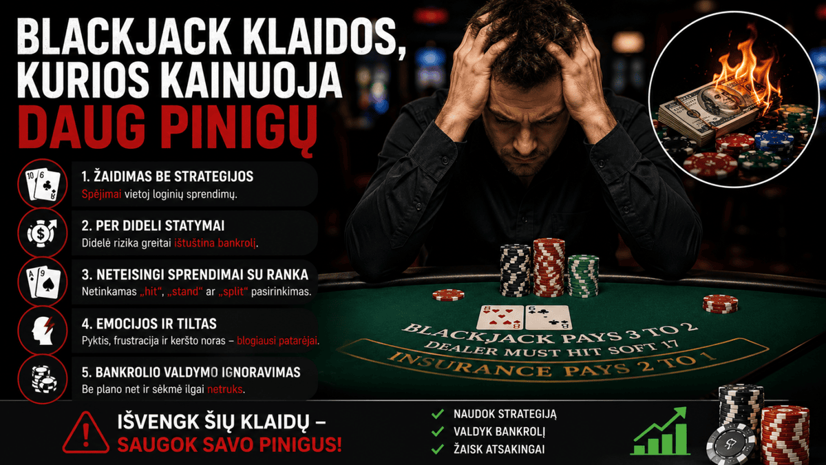 Dažniausios Blackjack klaidos, kurios kainuoja daugiausia pinigų 1 dazniausios blackjack klaidos kurios kainuoja daugiausia pinigu