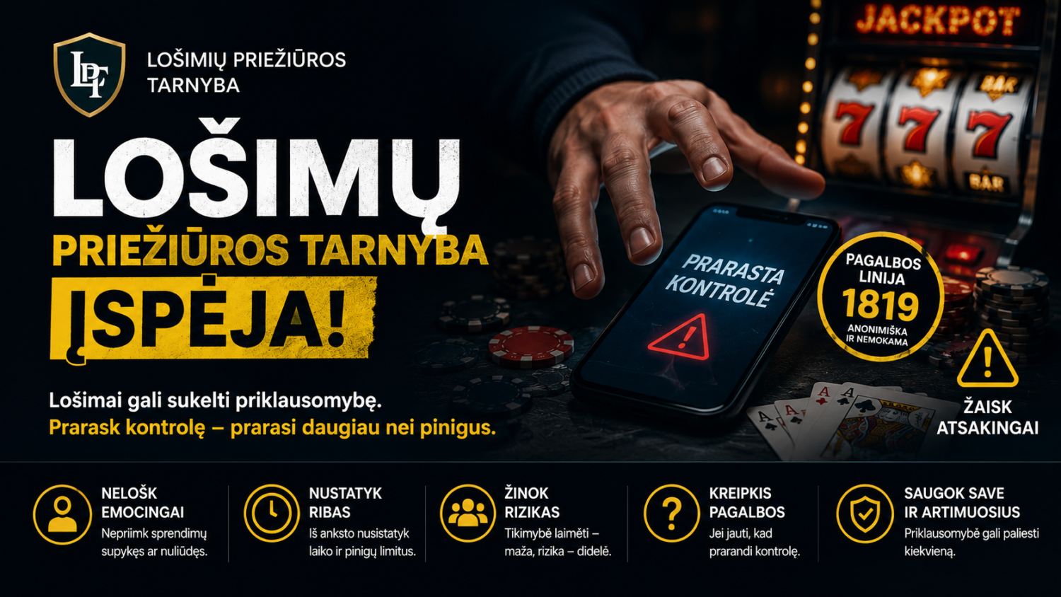 Lošimų priežiūros tarnyba įspėja: griežtesnė kontrolė ir didesnės baudos 1 losimu prieziuros tarnyba ispeja grieztesne kontrole ir didesnes baudos